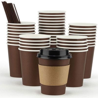 Jednorazowe dwuwarstwowe papierowe filiżanki do kawy z pokrywką na wynos papierowe kubki do kawy