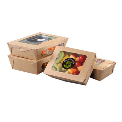 Prostokąt Food Grade 29oz Jednorazowe miski papierowe Zabierz papierowe pudełka do sałatek Opakowania do restauracji