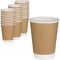 Restauracja Take Away 500ml Jednorazowe papierowe kubki na wodę Kraft Brown Double Wall Insulated To Go Filiżanki do kawy