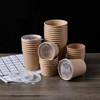 Desserts PE Coated 30ozDisposable Food Grade Biodegradable Eco Paper Food Container Kraft Soup Bowl