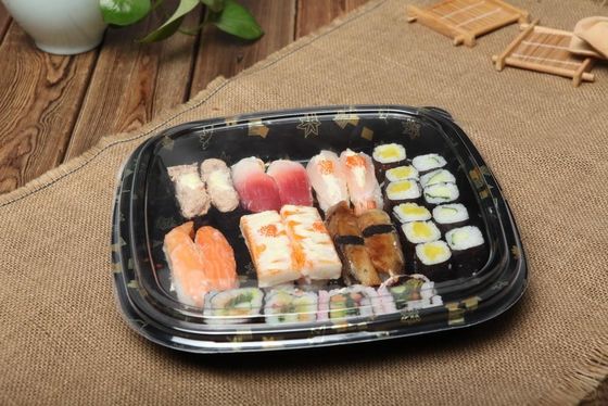 Square Sushi Blister Take Out Meal Box Jednorazowe plastikowe opakowanie z nadrukiem na imprezę
